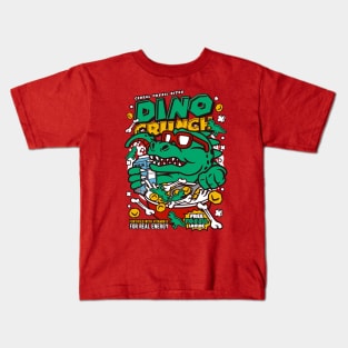 Retro Cereal Box Dino Crunch Dinosaur // Junk Food Nostalgia // Cereal Lover Kids T-Shirt